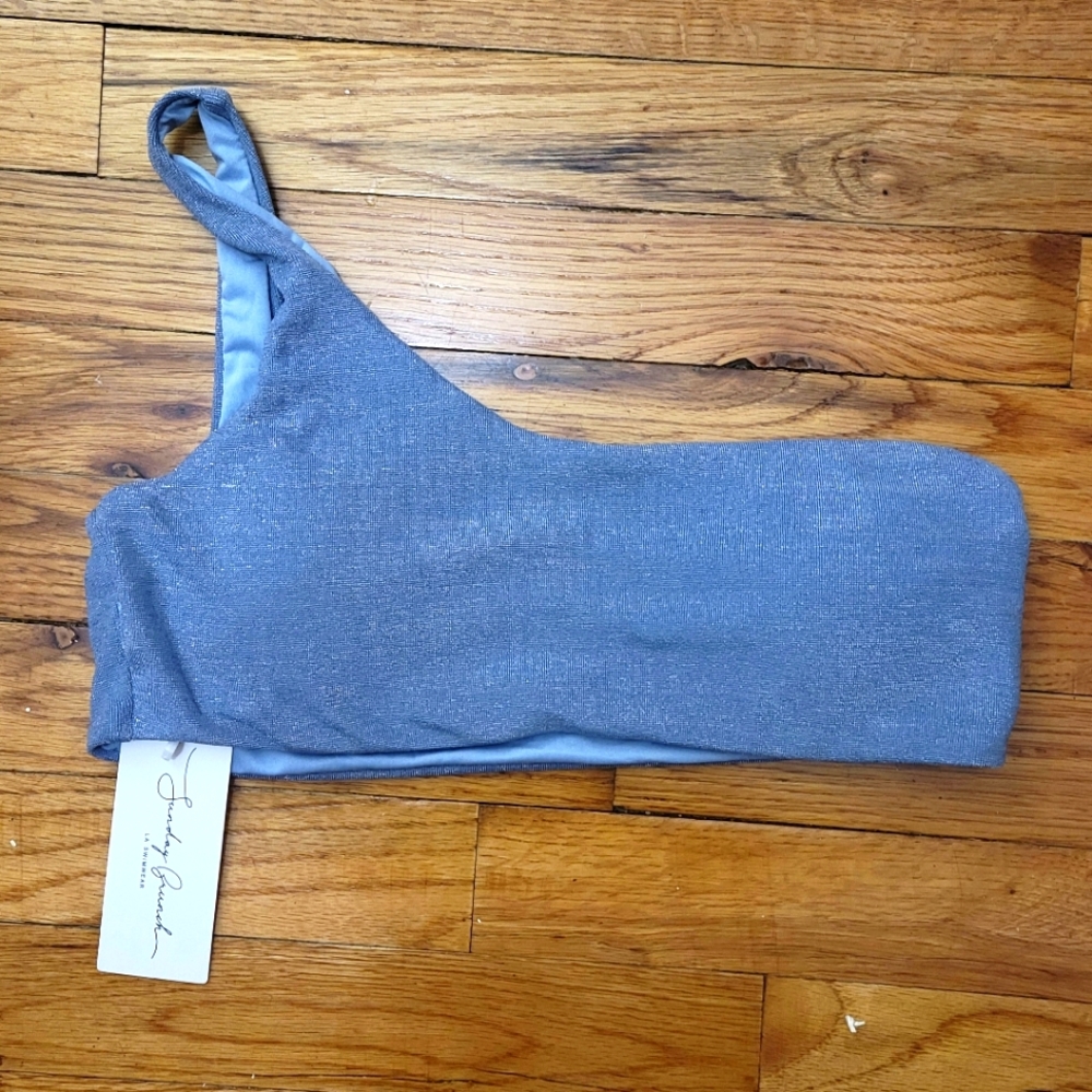 LA Brunch 1 shoulder bikini set nwt Periwinkle blue with silver sparkles Large